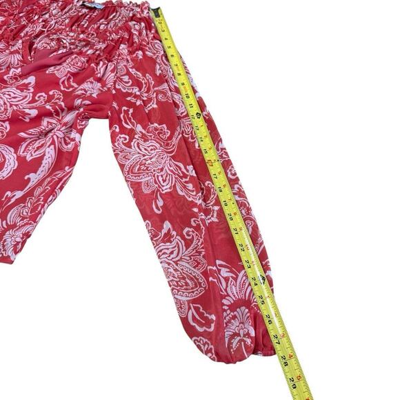 Evereve Hayden Chiffon Gathered Blouse Orange Red M Feminine Whimsical Boho Prep - Picture 9 of 10